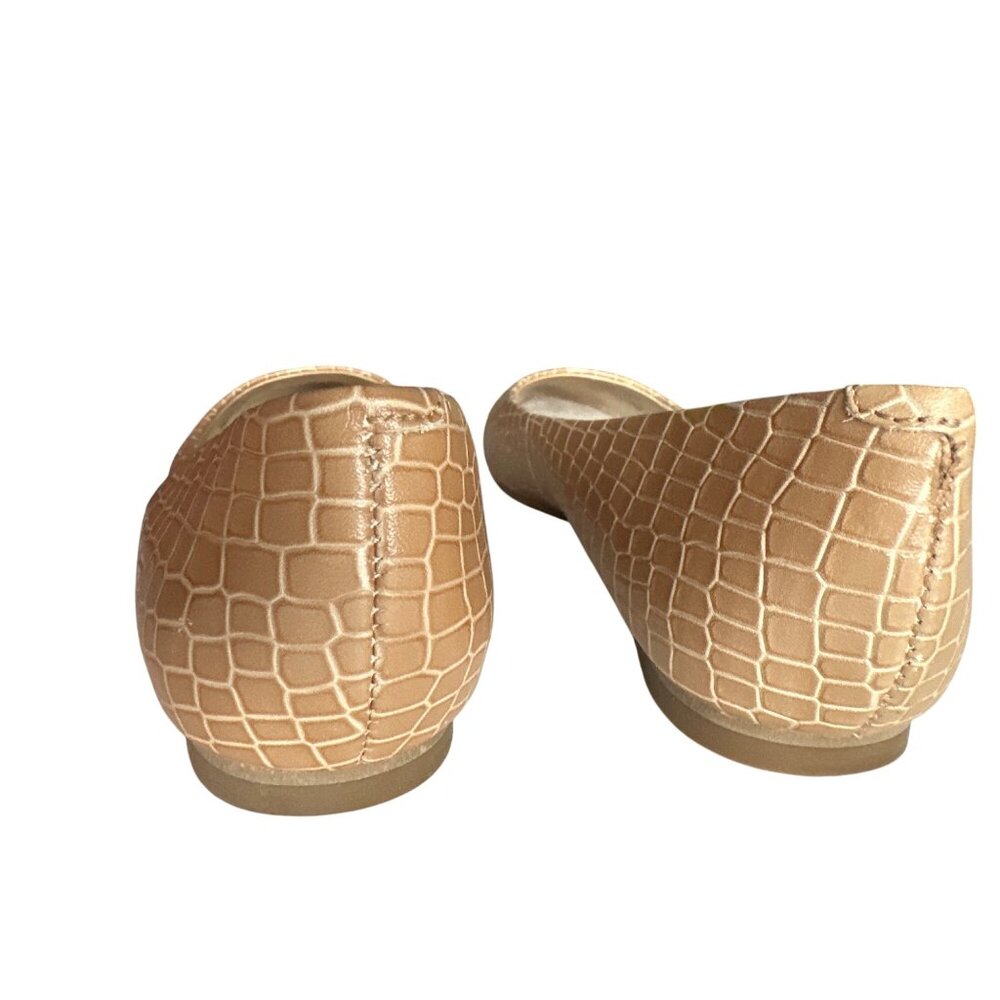 Trotters Leather Flats Cream Crocodile Embossed Ballet Taupe Pointed Toe 8.5N - Picture 3 of 8